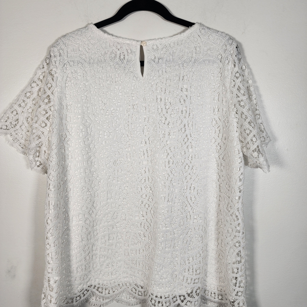 Philosophy White Crochet Lace Short Sleeve Blouse - Picture 3 of 7
